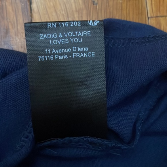 Zadig & Voltaire TUNISIEN NAVY LOVE STRASS T SHIRT TEE SIZE S brand new with tag - Picture 7 of 8